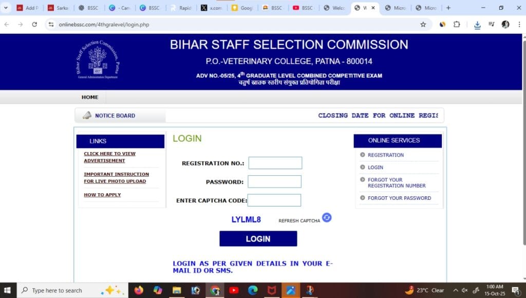 BSSC 4th Graduate Level vacancy 2025
