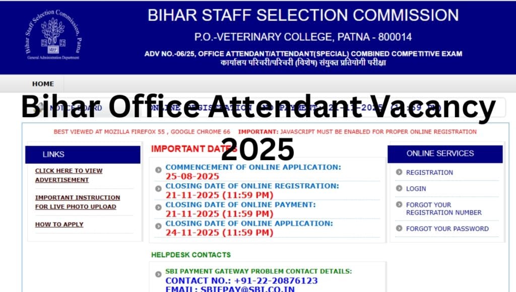 Bihar Office Attendant Vacancy 2025