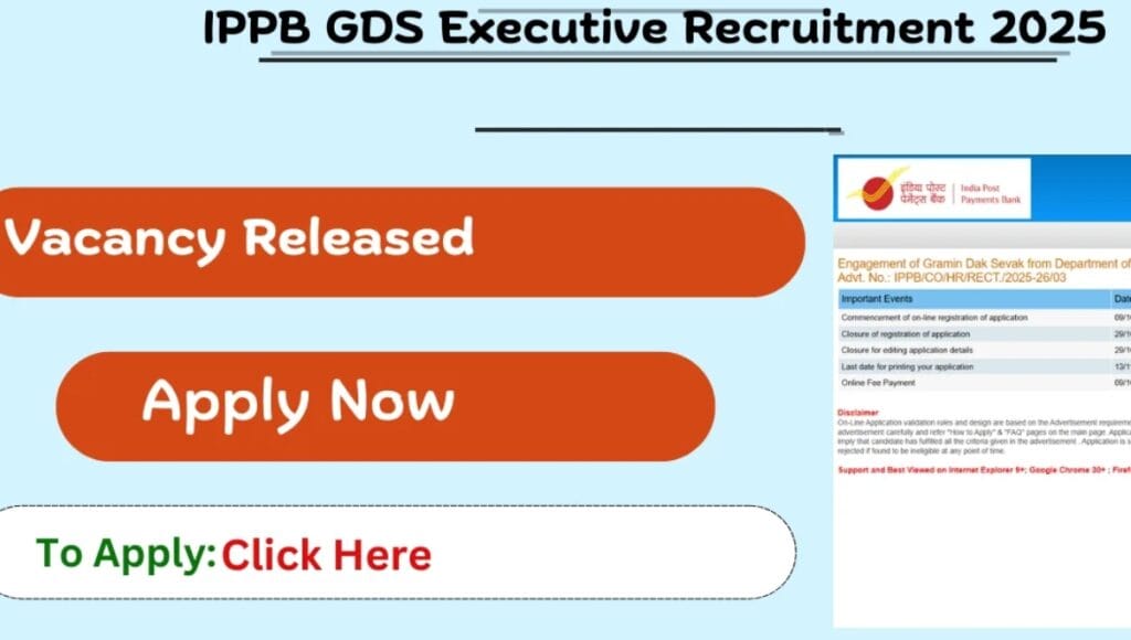 IPPB GDS Executive Recruitment 2025