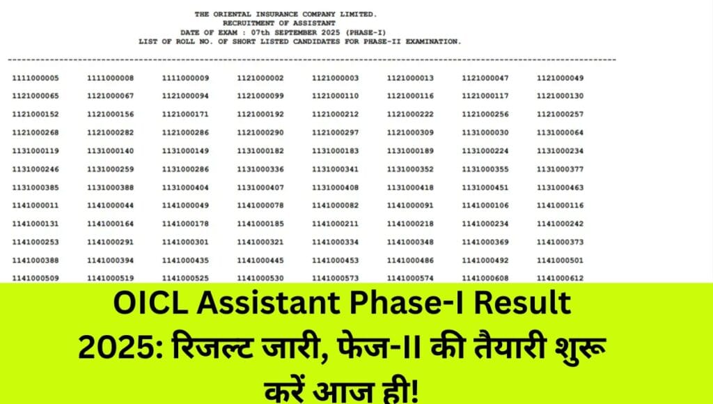 OICL Phase-I Result 2025