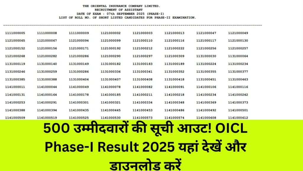 OICL Phase-I Result 2025