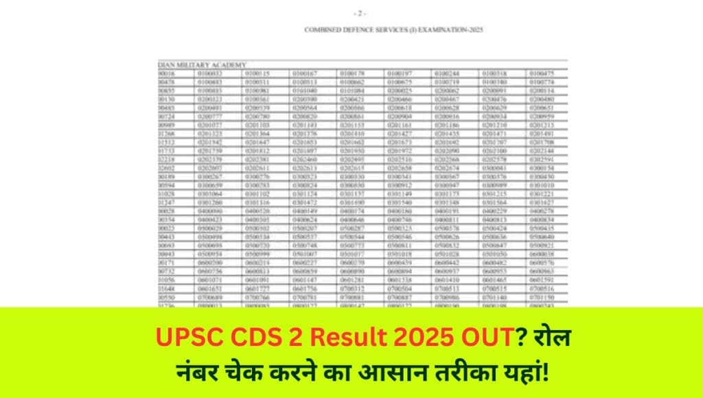 UPSC CDS 2 Result 2025