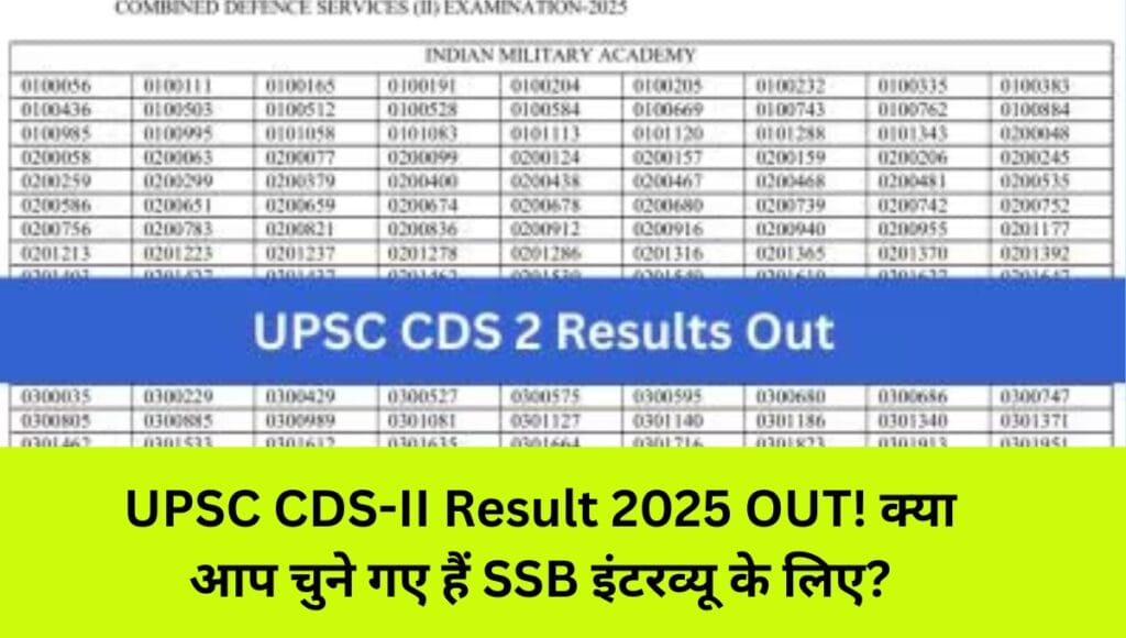 UPSC CDS-II Result 2025