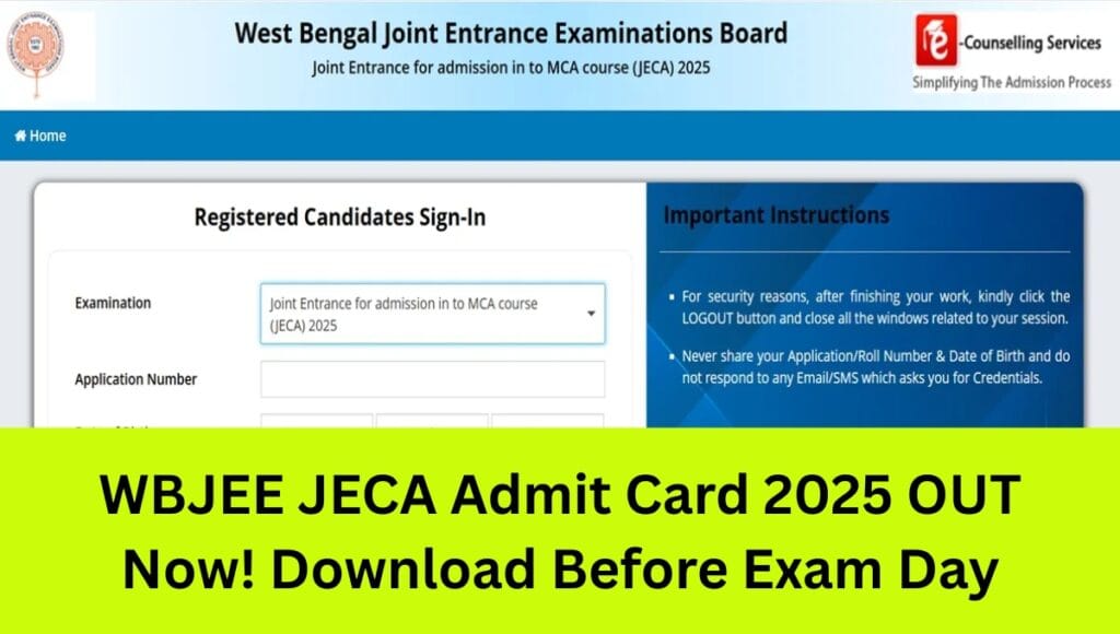 WBJEE JECA Admit Card